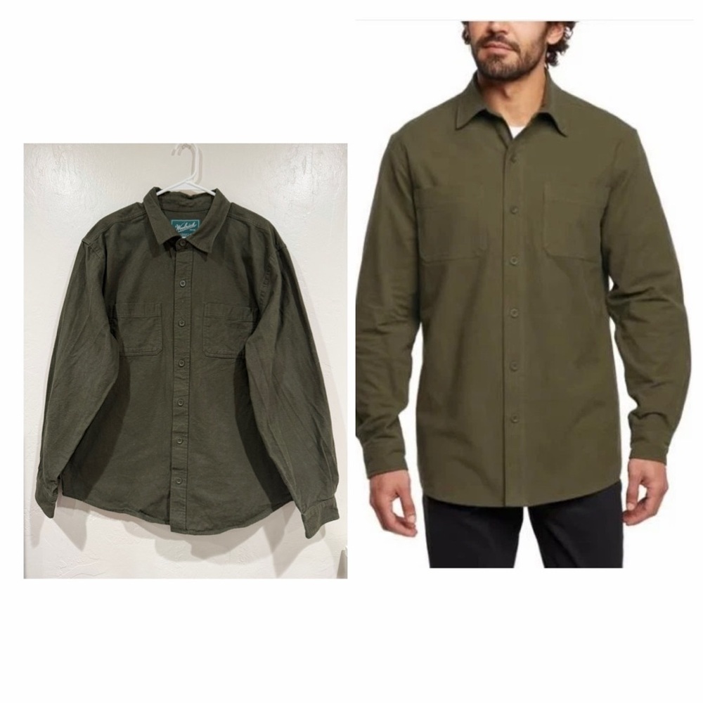 Woolrich Olive Green Button-Up 100% Cotton Shirt size XL